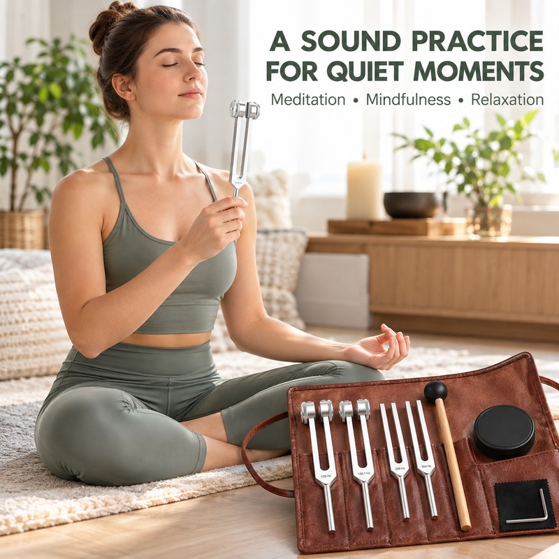 Tuning Fork Set for Sound Practice – 4 Frequencies with