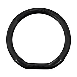 BWBWND Car Breathable Steering Wheel Cover, Carbon Fiber Wear-Resistant D Shape Steering Wheel Protector for Comfy Grip, Universal Non-Slip Leather Wheel Sleeve for Most Car SUV Truck (Black)