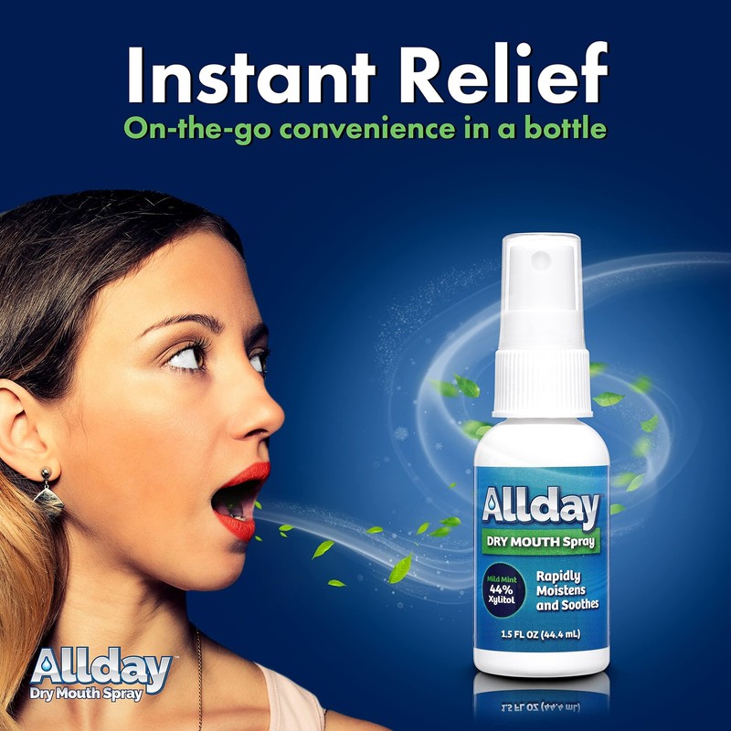 Allday Dry Mouth Spray - Maximum Strength Xylitol, Fast Acting,