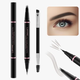 LAVONE Kit de Maquillaje Lápiz de Cejas, Con Lápiz Microblading de Cejas Impermeable 2 En 1, Pomada de Cejas, Delineador de Ojos y Brocha de Cejas de Doble Punta, Kit de Lápiz de Cejas para Cejas Natu
