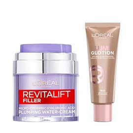 L'Oreal Paris Revitalift Filler Replumping Water Cream, 50Ml & Multi-Use Glow Enhancer Shade 903: Medium Glow, 40 Ml