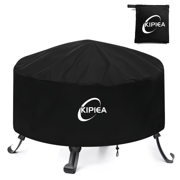 Kipiea Fire Pit Covers Round Outdoor Waterproof Fire Bowl Cover