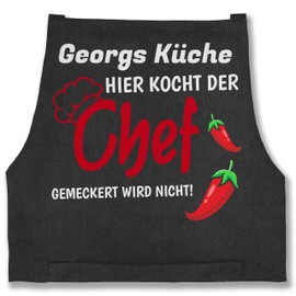 Geschenk mit Namen personalisiert by Shirtracer - Apron - Cooking Apron Men - Hier kocht der Chef, 7 black jeans