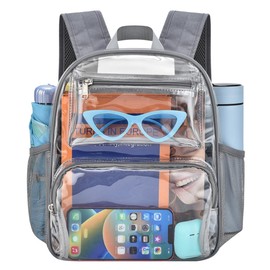 Bagenius Clear Backpack for Stadium Events 12x6x12 Clear Bag for Sports Concerts Work Travel, Grey