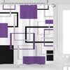 Kikiry Purple Black Shower Curtain 72''W x 72''L Abstract White
