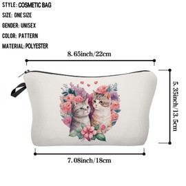Livel lhood Cartoon Cat Makeup Bag Cute Small Makeup Bag Travel Toiletry Zipper Pouch Birthday Christmas Valentine Gift for Cat Lovers Cartoon Cat Cosmetic Bag for Women BFF