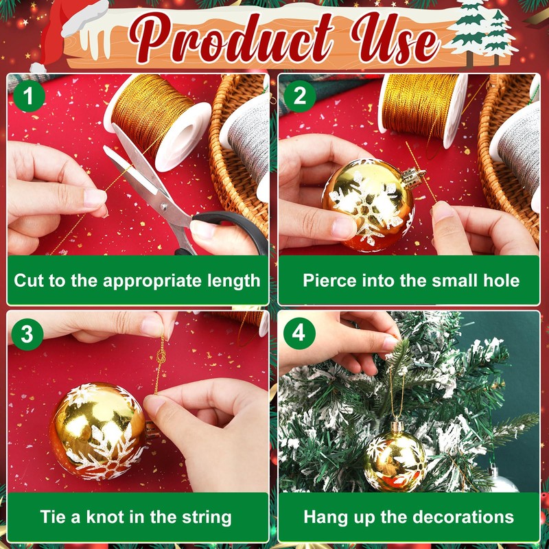 JUNEBRUSHS 218 Yards Christmas Metal String (Gold Silver)