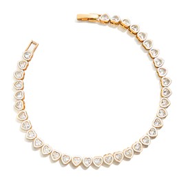 Pearich 14k Gold Filled Heart Tennis Bracelet|3mm Cubic Zirconia Classic Tennis Bracelet|Gold Tennis Bracelets For Women 6.75 Inch (Heart Bracelet)