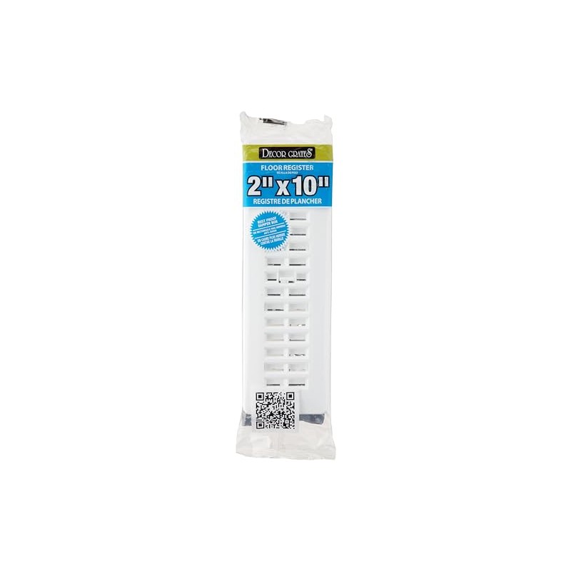 Decor Grates PL210-WH 2-Inch by 10-Inch Plastic Floor Register, White