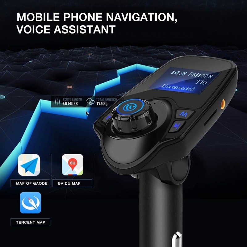 KIMISS Car Bluetooth FM Transmitter, T11 Bluetooth Wireless Handsfree MP3