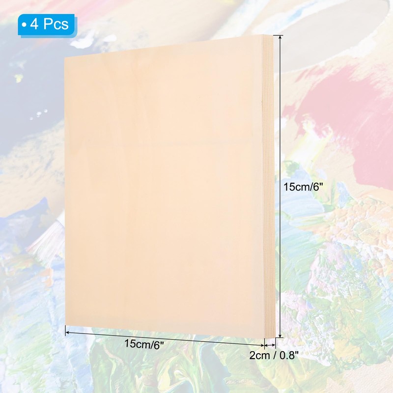 PATIKIL 6 x 6 Inch Wood Panel Board, 4 Pack
