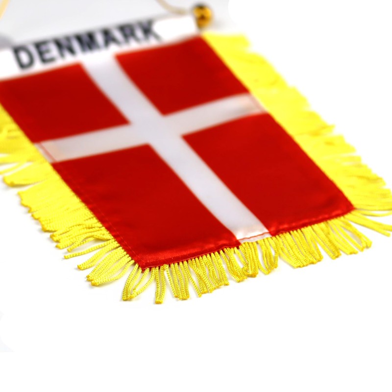 Denmark Hanging Flag with Suction Cup 4x6 Inch - Double