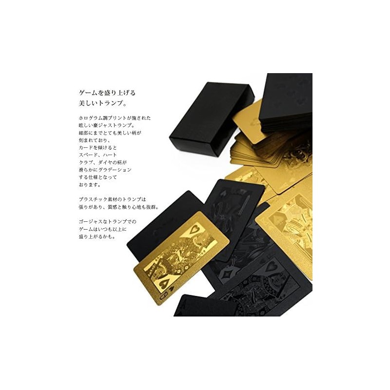 [Carokak] Playing Cards, Black Cards, Double-Sided, Plastic, Black, Rich, Gorgeous,