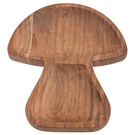 Karma, Acacia Wood Shaped Serving Bowl, Shaped Wooden Compartment Divided, Wood Accent-Plates Divided Dessert Dish Serving Trays Platters, Mushroom