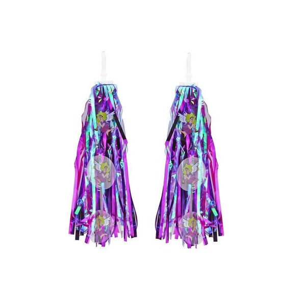 F&R BICYCLE GRIPS METALLIC STAR POM-POM STREAMERS ANGEL STYLE DESIGN