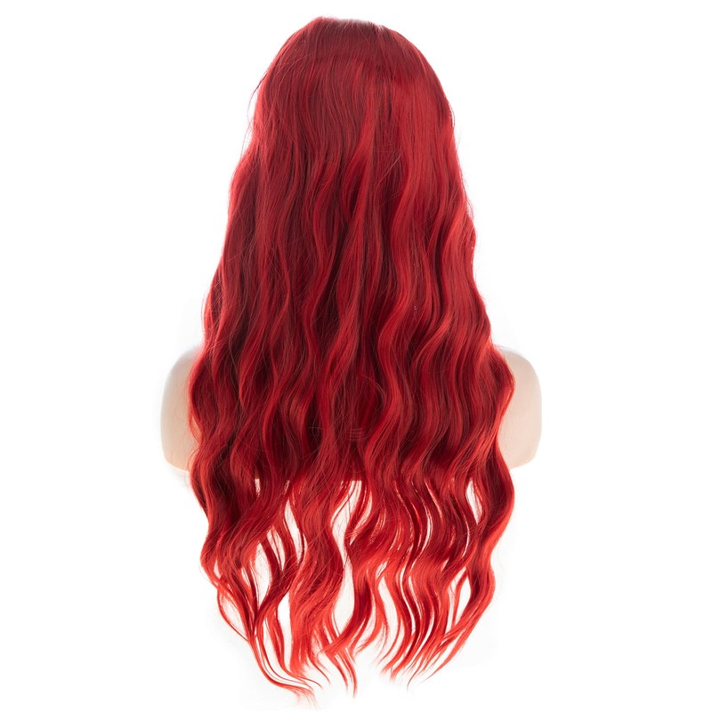 Dsimeig Long Wavy Red Wigs for Women Synthetic Halloween Cosplay