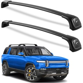 Wonderdriver Lockable Roof Rack Cross Bars Compatible with Rivian R1S 2022 2023 2024 2025, Heavy Duty 220lbs Aluminum Roof Rails Crossbars Cargo Canoe Black Rooftop Cargo Carrier Luggage