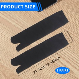 Asofelk 3Pair Black Flip Flop Socks, Comfortable Split Toe Sock, Elastic Cotton Socks, Non Slip Toe/Wicking Cotton Sock for Women Men