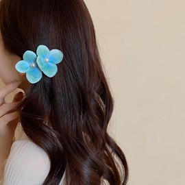 3Pcs Women Artificial Silk Butterfly Orchid Flower Hair Clips with Pearl Beach Bohemian Hawaiian Headwear Colorful Phalaenopsis Hair Barrettes Decoration Hair Accessory for Bridal Wedding