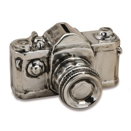 G. Wurm Camera Money Box in Silver Ceramic W 16 x D 12 x H 10 cm