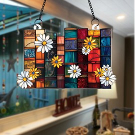 Daisy Book Window Hanging – Colorful Book Lover Sun Catcher Decor – Hanging Ornament Decor for Library, Reading Nook, or Home Window Decoration – Bibliophile Gift (Sun-12)