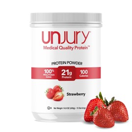 Unjury- Proteína de Suero en Polvo  Fresa  21g 100 Proteína Aislada de Suero en Polvo  Bajo en Carbohidratos y Lactosa Fre                            