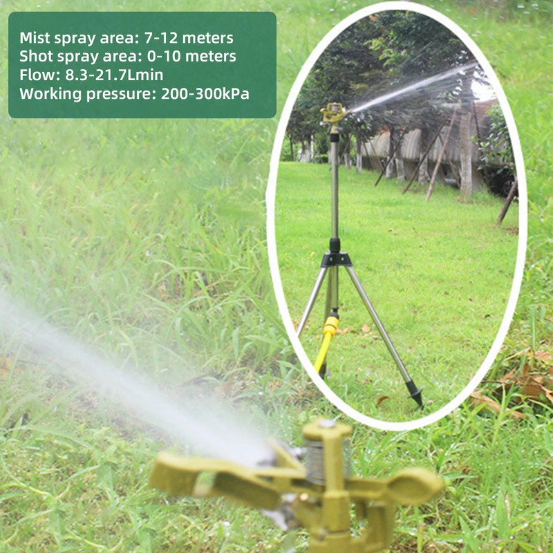 Impact Sprinkler on Retractable Tripod Base, Heavy Duty Zinc Alloy