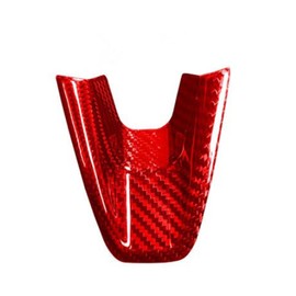 JUIVEEL Real Carbon Fiber Car Steering Wheel Lower Trim Cover Auto Steering Wheel Protector Cover Compatible with Genesis G70 2017-2022 G80 2022+ Accessories (Real Carbon Fiber Red Style)