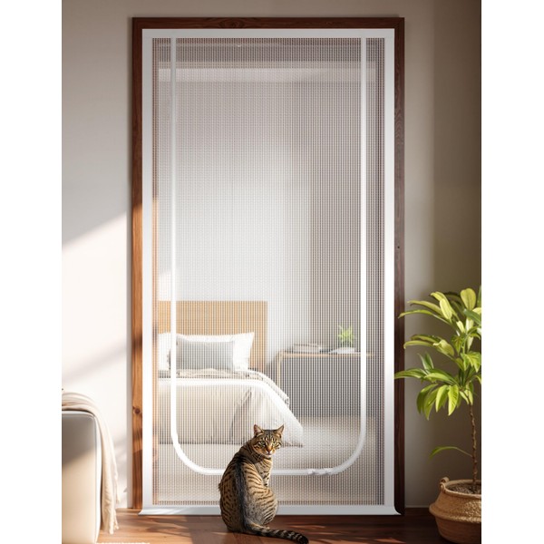BFNN Cat Screen Door, Extra Tall Cat-Proof Mesh Gate, Fit