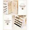 Homde Synthetic Leather Huge Jewelry Box Mirrored Watch Organizer Necklace