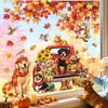 decalmile Window Clings Fall Dog Cat Maple Leaves Reusable Windows