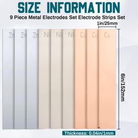 Gisafai 9 Pcs Metal Electrodes Set 1 x 6 x 0.04 Inch 3 Copper Anode Sheet 3 Pure Nickel Strip 3 Zinc Strips 99.95% Electrode Strips Plating Kit for Electroplating and DIY Plating Experiment