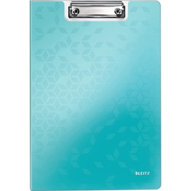 Leitz 41990051 A4 Clipfolder with Cover, Lightweight Polyfoam, Wow Range, Metallic Ice Blue