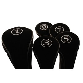 Black Golf Zipper Head Covers Driver 1 3 5 7 9 Fairway Woods Headcovers Metal Neoprene Traditional Plain Protective Covers Fits All Fairway Clubs