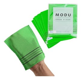 Modu - Manopla de baño con exfoliante italiano (tamaño normal, elimina la piel muerta), Verde, 6 piezas