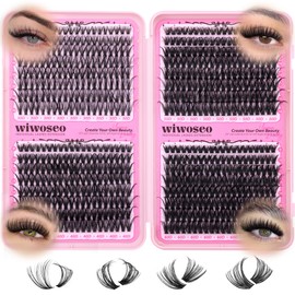 wiwoseo Wispy Lash Clusters 640pcs DIY Lash Extensions Cluster Lashes Clusters Eyelash Clusters Russian Individual Eyelashes Natural Look Lashes for DIY at Home (30D+40D+50D+60D, 8-18MM)