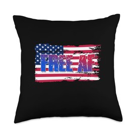 Visit The Free AF Apparel Store FREE AF Bold Funny Patriotic Unapologetic Freedom Throw Pillow, 18x18, Multicolor