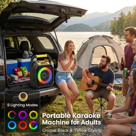 VICTRESS 30W Karaoke Machine Adults with 2-Way Coaxial Driver&2 Mics,Black