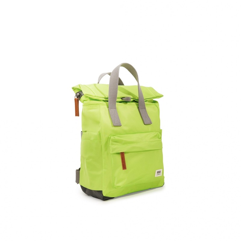 Roka London Canfield B Small Recycled Nylon Lime Backpack