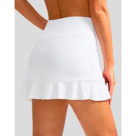 Soothfeel Women's Swim Skirt with Pocket High Waisted Ruffle Tummy Control Tankini Swimsuit Bathing Suit Bottoms (White,XXL)