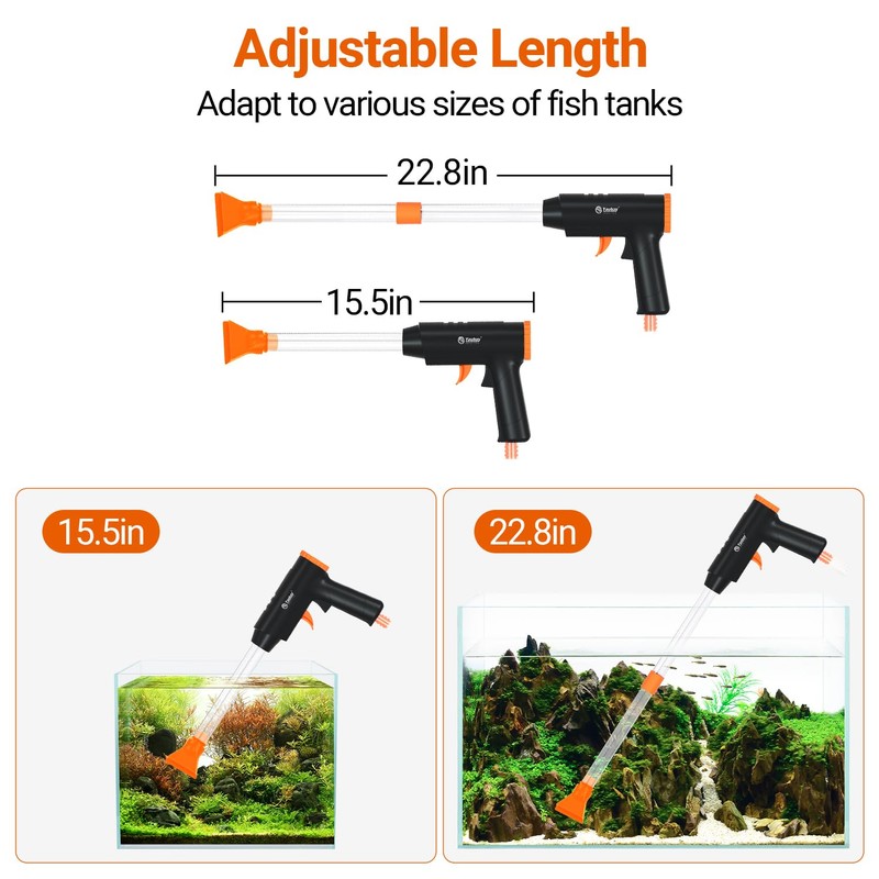132GPH Manual Aquarium Gravel Cleaner, Fish Tank Siphon Vacuum Cleaner