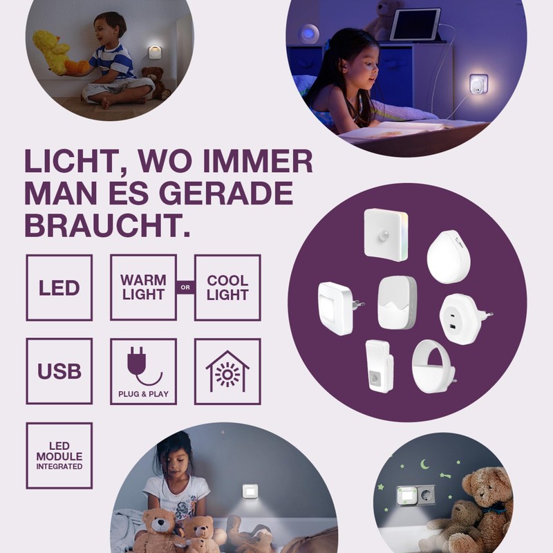OSRAM RGB Socket Night Light, RGB Color Changing Daylight Sensor,