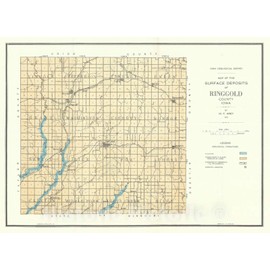 Historic Pictoric Map : Geology of Ringgold County [Iowa], 1920 Cartography Wall Art : 24in x 18in
