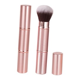 Baluue 2pcs Retractable Dual-ended Makeup Brush with Protective Cap Soft Bristles for Foundation and Blush Portable Beauty Tool for Makeup Application