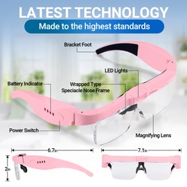 YOCTOSUN Magnifying Glasses with Light,0.75X-4.0X Magnifying Headset