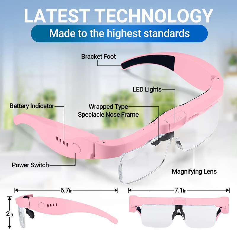 YOCTOSUN Magnifying Glasses with Light,0.75X-4.0X Magnifying Headset