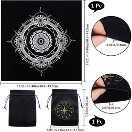 CREATCABIN Tarot Tablecloth Tarot Card Bags Square Altar Cloth Black Twelve Constellations Velvet Packing Jewelry Pouches Tarot Storage Dice Bag for Crystals Witchcraft Divination Witchery Supplies