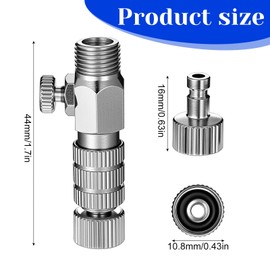 Airbrush Quick Release Coupling Adapter Kit, Airbrush Quick Disconnect Coupler Release Fitting & Plug with 4 1/8 Inch Female Connectors and Male Adapters with Adjustable Control Valve