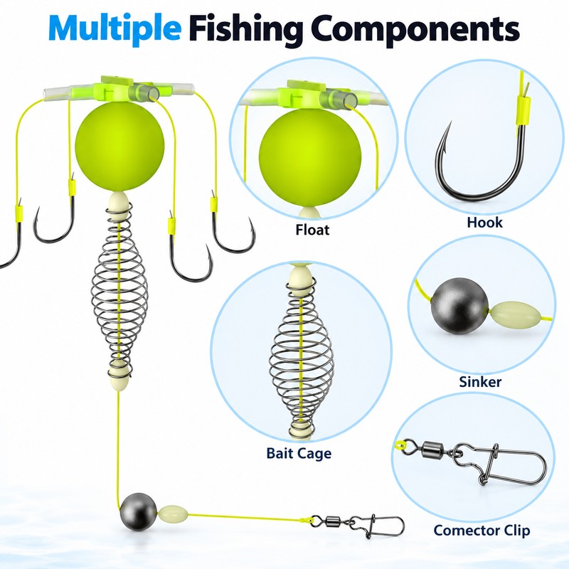Fishing Bait Cage Hook Rig Set – Carbon Steel Feeder
