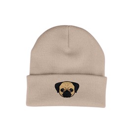 Bang Tidy Clothing Pug Beanie Hat - Dog Lovers Gifts for Women - Winter Hats for Women - Knitted Wooly Ladies Hats - Dog Walking Accessories - Embroidered Gifts for Dog Lovers